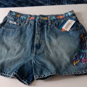 R.V.T. Serve Piping Hot Denim dragonfly shorts.  NWT Junior       Size 14 1/2